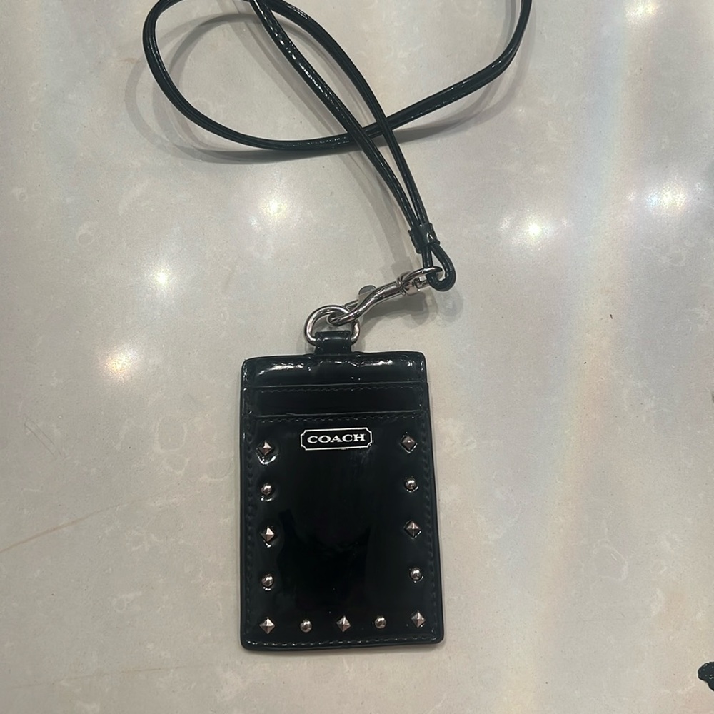 Black coach lanyard & wallet/ ID holder